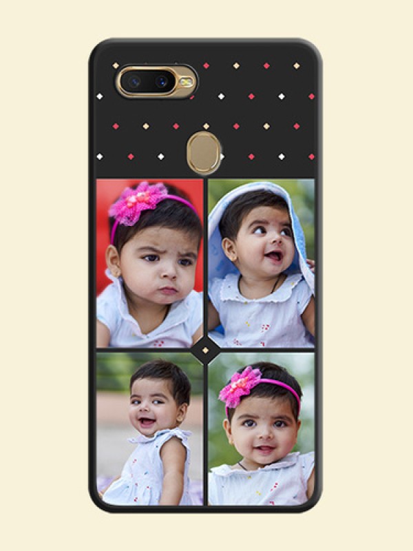 Multicolor Dotted Pattern with 4 Image Holder on Space Black Custom Soft Matte Phone Cases - Oppo A5s