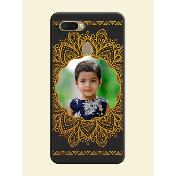 Round Image with Floral Design on Photo on Space Black Soft Matte Mobile Cover - Oppo A5s Round Image with Floral Design on Photo on Space Black Soft Matte Mobile Cover - Oppo A5s