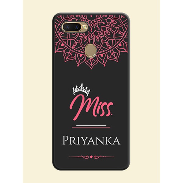 Mrs Name with Floral Design on Space Black Personalized Soft Matte Phone Covers - Oppo A5s Mrs Name with Floral Design on Space Black Personalized Soft Matte Phone Covers - Oppo A5s