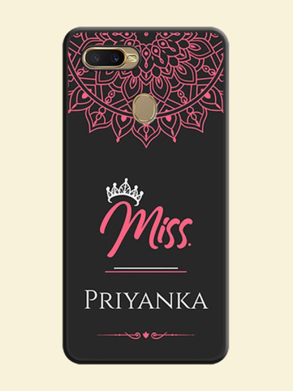 Mrs Name with Floral Design on Space Black Personalized Soft Matte Phone Covers - Oppo A5s