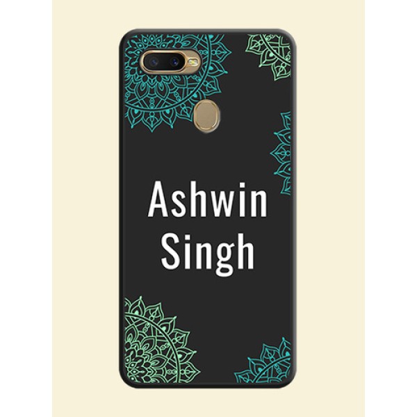 Your Name with Floral Design on Space Black Custom Soft Matte Back Cover - Oppo A5s Your Name with Floral Design on Space Black Custom Soft Matte Back Cover - Oppo A5s