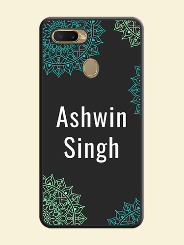 Your Name with Floral Design on Space Black Custom Soft Matte Back Cover - Oppo A5s