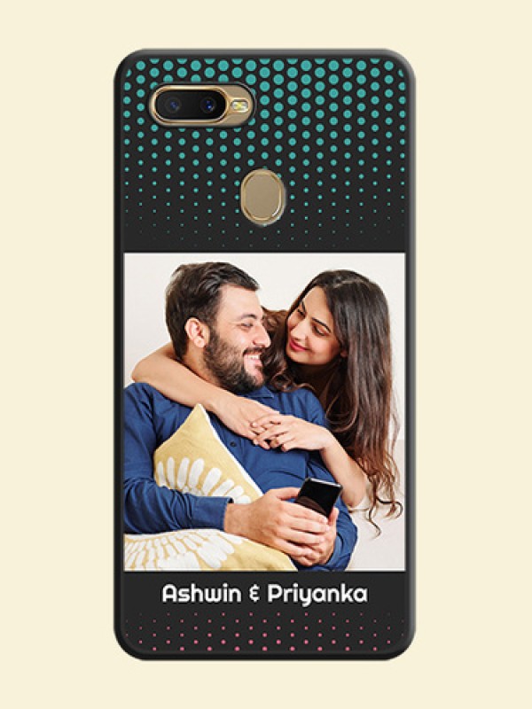 Faded Dots with Grunge Photo Frame and Text on Space Black Custom Soft Matte Phone Cases - Oppo A5s