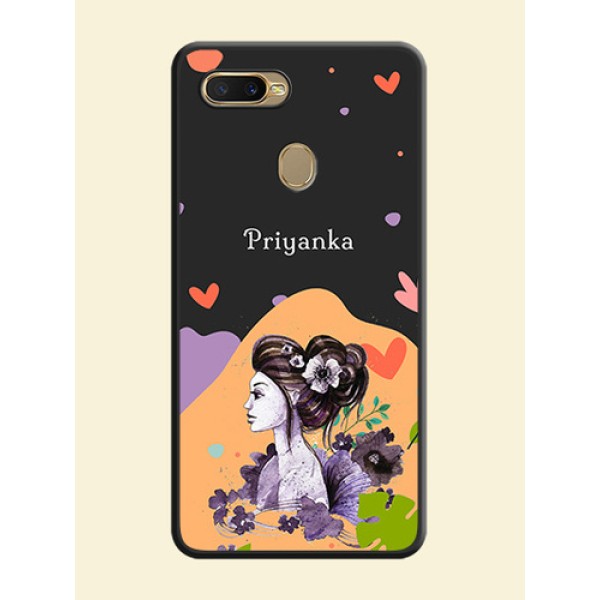 Namecase For Her With Fancy Lady Image On Space Black Personalized Soft Matte Phone Covers -Oppo A5S Namecase For Her With Fancy Lady Image On Space Black Personalized Soft Matte Phone Covers -Oppo A5S