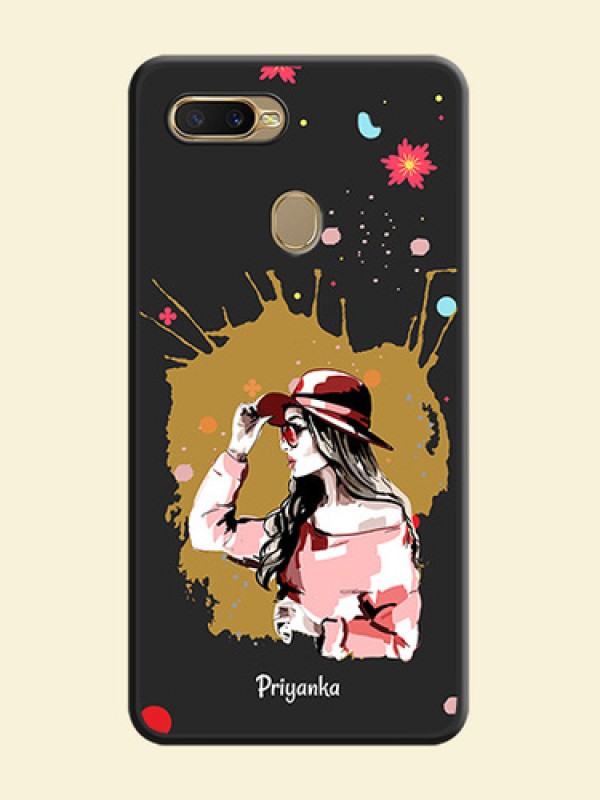 Mordern Lady With Color Splash Background With Custom Text On Space Black Personalized Soft Matte Phone Covers -Oppo A5S