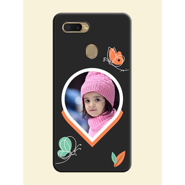Upload Pic With Simple Butterly Design On Space Black Personalized Soft Matte Phone Covers -Oppo A5S Upload Pic With Simple Butterly Design On Space Black Personalized Soft Matte Phone Covers -Oppo A5S