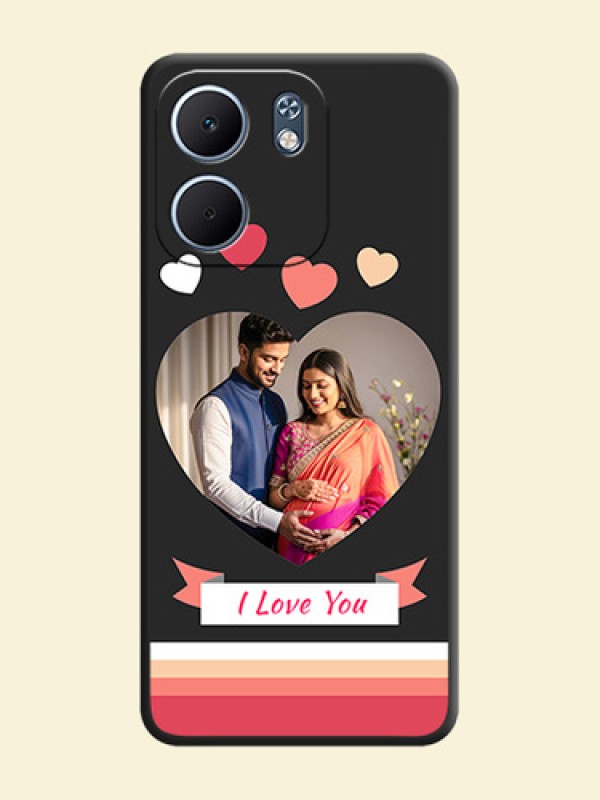 Love Shaped Photo with Colorful Stripes On Space Black Custom Soft Matte Mobile Back Cover - Oppo A5X 4G
