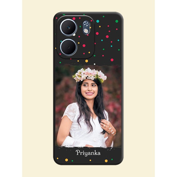 Multicolor Dotted Pattern with Text On Space Black Custom Soft Matte Mobile Back Cover - Oppo A5X 4G Multicolor Dotted Pattern with Text On Space Black Custom Soft Matte Mobile Back Cover - Oppo A5X 4G