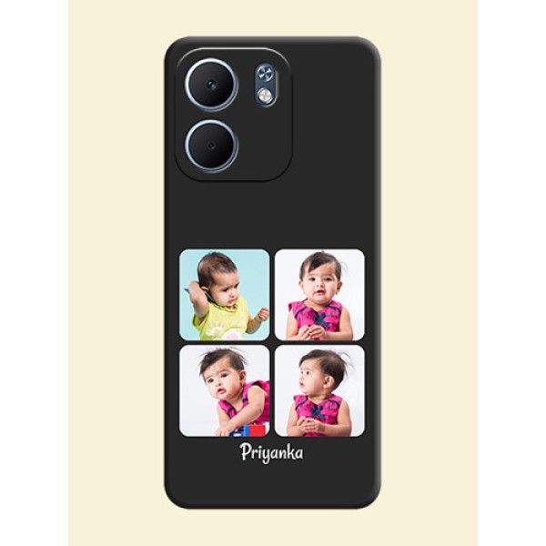 Floral Art with 6 Image Holder on Photo On Space Black Custom Soft Matte Mobile Back Cover - Oppo A5X 4G Floral Art with 6 Image Holder on Photo On Space Black Custom Soft Matte Mobile Back Cover - Oppo A5X 4G
