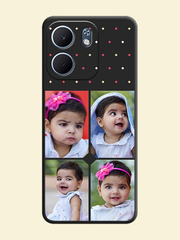 Multicolor Dotted Pattern with 4 Image Holder On Space Black Custom Soft Matte Mobile Back Cover - Oppo A5X 4G