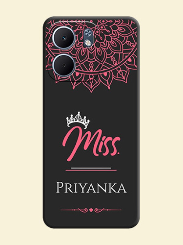Mrs Name with Floral Design On Space Black Custom Soft Matte Mobile Back Cover - Oppo A5X 4G