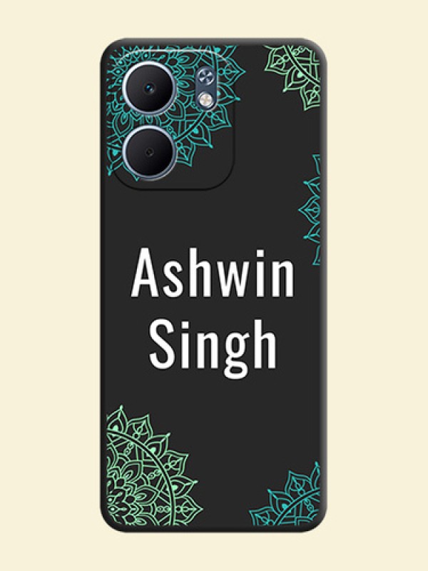 Your Name with Floral Design On Space Black Custom Soft Matte Mobile Back Cover - Oppo A5X 4G