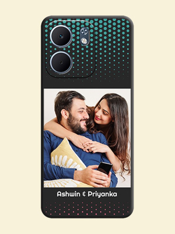 Faded Dots with Grunge Photo Frame and Text On Space Black Custom Soft Matte Mobile Back Cover - Oppo A5X 4G