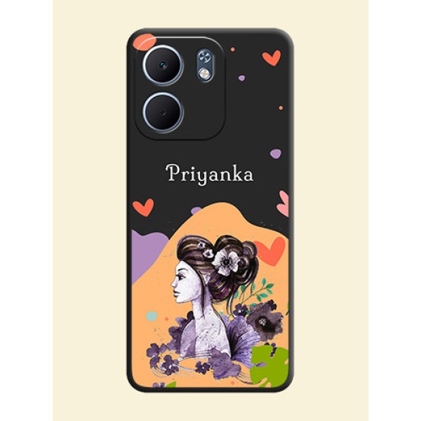 Namecase For Her With Fancy Lady Image On Space Black Custom Soft Matte Mobile Back Cover - Oppo A5X 4G Namecase For Her With Fancy Lady Image On Space Black Custom Soft Matte Mobile Back Cover - Oppo A5X 4G