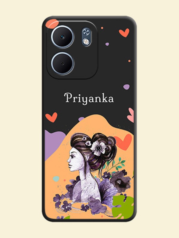 Namecase For Her With Fancy Lady Image On Space Black Custom Soft Matte Mobile Back Cover - Oppo A5X 4G