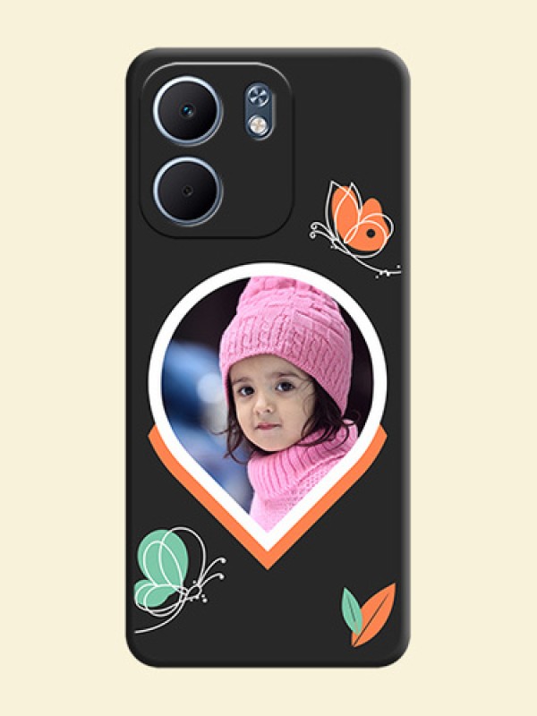 Upload Pic With Simple Butterly Design On Space Black Custom Soft Matte Mobile Back Cover - Oppo A5X 4G