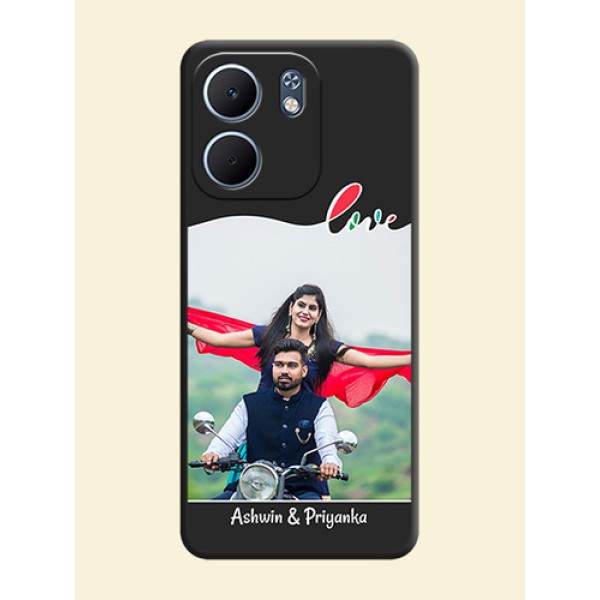 Fall in Love Pattern with Picture on Photo On Space Black Custom Soft Matte Mobile Back Cover - Oppo A5x 5G Fall in Love Pattern with Picture on Photo On Space Black Custom Soft Matte Mobile Back Cover - Oppo A5x 5G