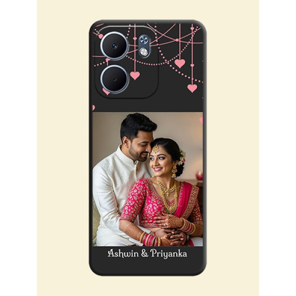 Pink Love Hangings with Text On Space Black Custom Soft Matte Mobile Back Cover - Oppo A5x 5G Pink Love Hangings with Text On Space Black Custom Soft Matte Mobile Back Cover - Oppo A5x 5G