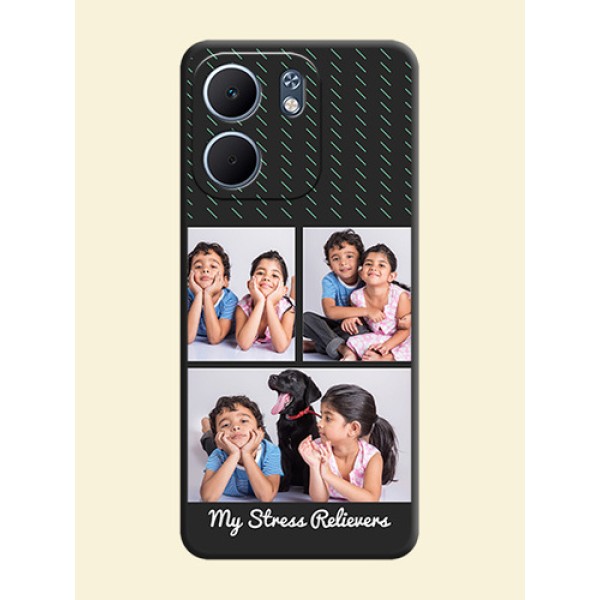 Cross Dotted Pattern with 2 Image Holder On Space Black Custom Soft Matte Mobile Back Cover - Oppo A5x 5G Cross Dotted Pattern with 2 Image Holder On Space Black Custom Soft Matte Mobile Back Cover - Oppo A5x 5G