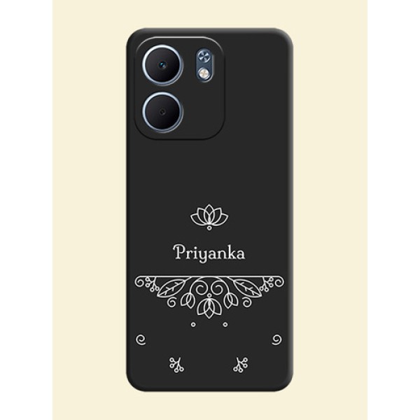 Lotus Garden Custom Text On Space Black Custom Soft Matte Mobile Back Cover - Oppo A5x 5G Lotus Garden Custom Text On Space Black Custom Soft Matte Mobile Back Cover - Oppo A5x 5G