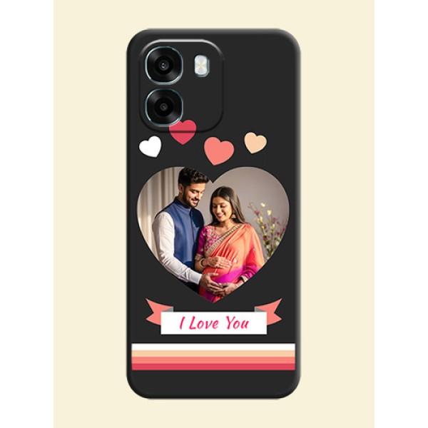 Love Shaped Photo with Colorful Stripes On Space Black Custom Soft Matte Mobile Back Cover - Oppo A6 5G Love Shaped Photo with Colorful Stripes On Space Black Custom Soft Matte Mobile Back Cover - Oppo A6 5G