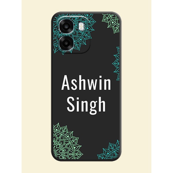 Your Name with Floral Design On Space Black Custom Soft Matte Mobile Back Cover - Oppo A6 5G Your Name with Floral Design On Space Black Custom Soft Matte Mobile Back Cover - Oppo A6 5G
