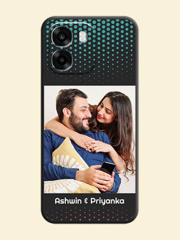 Faded Dots with Grunge Photo Frame and Text On Space Black Custom Soft Matte Mobile Back Cover - Oppo A6 5G