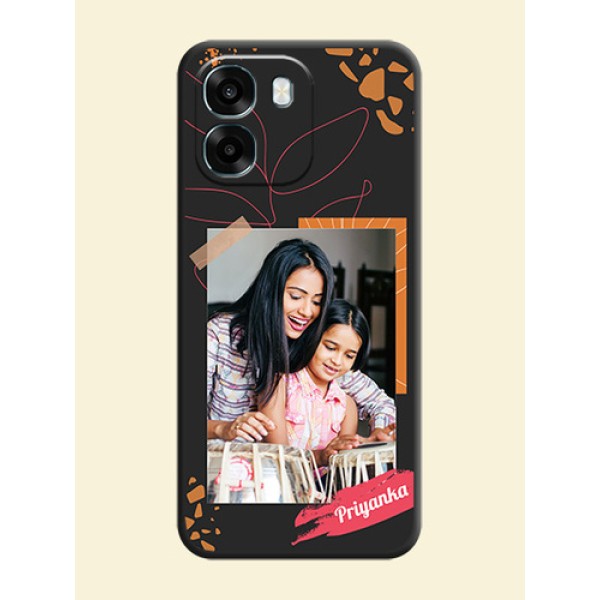Orange Photo Frame On Space Black Custom Soft Matte Mobile Back Cover - Oppo A6 5G Orange Photo Frame On Space Black Custom Soft Matte Mobile Back Cover - Oppo A6 5G