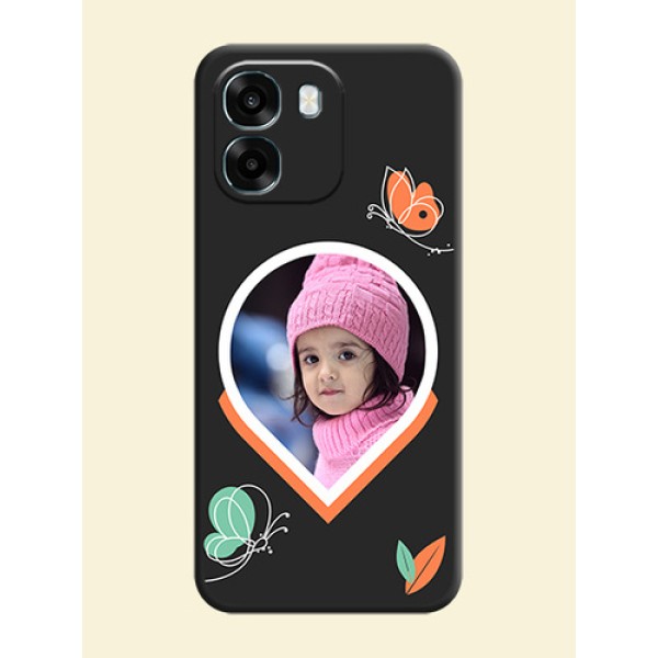 Upload Pic With Simple Butterly Design On Space Black Custom Soft Matte Mobile Back Cover - Oppo A6 5G Upload Pic With Simple Butterly Design On Space Black Custom Soft Matte Mobile Back Cover - Oppo A6 5G