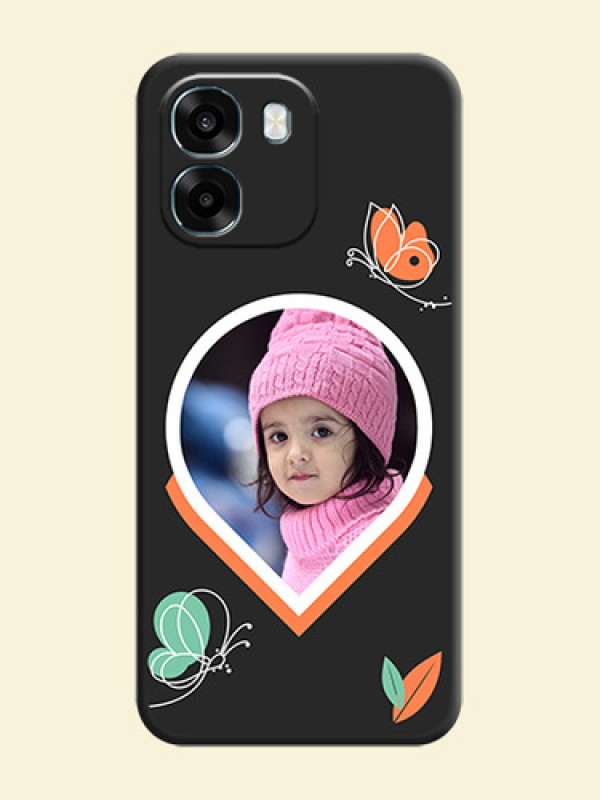 Upload Pic With Simple Butterly Design On Space Black Custom Soft Matte Mobile Back Cover - Oppo A6 5G