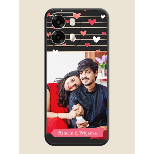 Love Pattern with Name on Pink Ribbon on Photo On Space Black Custom Soft Matte Mobile Back Cover - Oppo A6 Pro 5G Love Pattern with Name on Pink Ribbon on Photo On Space Black Custom Soft Matte Mobile Back Cover - Oppo A6 Pro 5G