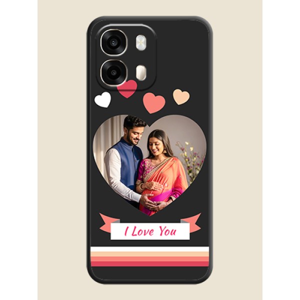 Love Shaped Photo with Colorful Stripes On Space Black Custom Soft Matte Mobile Back Cover - Oppo A6 Pro 5G Love Shaped Photo with Colorful Stripes On Space Black Custom Soft Matte Mobile Back Cover - Oppo A6 Pro 5G