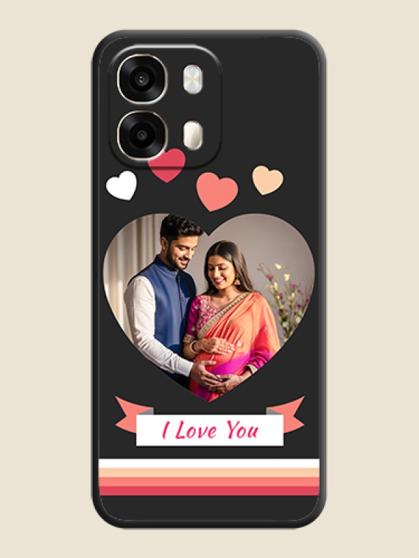 Love Shaped Photo with Colorful Stripes On Space Black Custom Soft Matte Mobile Back Cover - Oppo A6 Pro 5G