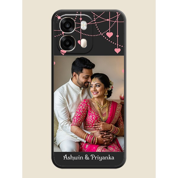 Pink Love Hangings with Text On Space Black Custom Soft Matte Mobile Back Cover - Oppo A6 Pro 5G Pink Love Hangings with Text On Space Black Custom Soft Matte Mobile Back Cover - Oppo A6 Pro 5G