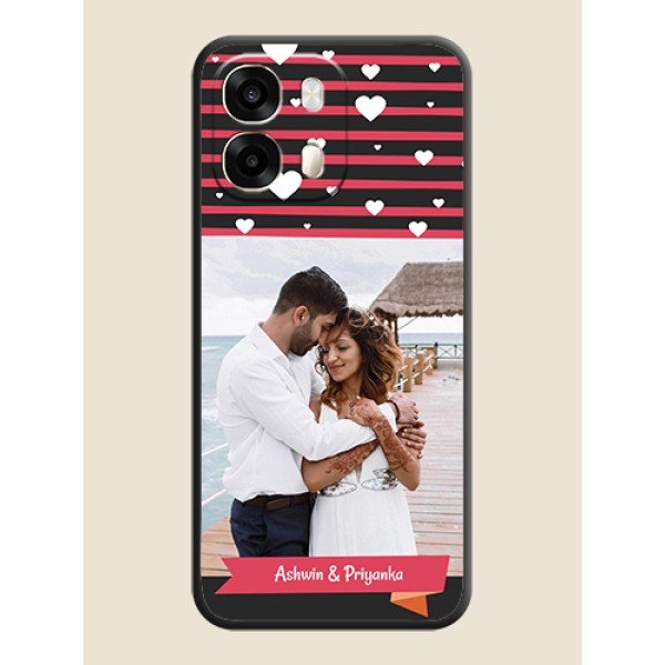 White Color Love Symbols with Pink Lines Pattern On Space Black Custom Soft Matte Mobile Back Cover - Oppo A6 Pro 5G White Color Love Symbols with Pink Lines Pattern On Space Black Custom Soft Matte Mobile Back Cover - Oppo A6 Pro 5G
