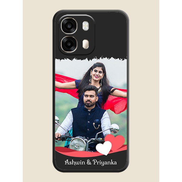 Pin Color Love Shaped Ribbon Design with Text On Space Black Custom Soft Matte Mobile Back Cover - Oppo A6 Pro 5G Pin Color Love Shaped Ribbon Design with Text On Space Black Custom Soft Matte Mobile Back Cover - Oppo A6 Pro 5G