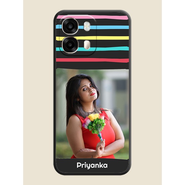 Multicolor Lines with Image On Space Black Custom Soft Matte Mobile Back Cover - Oppo A6 Pro 5G Multicolor Lines with Image On Space Black Custom Soft Matte Mobile Back Cover - Oppo A6 Pro 5G
