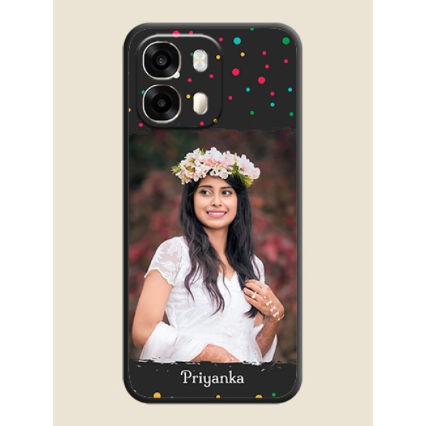 Multicolor Dotted Pattern with Text On Space Black Custom Soft Matte Mobile Back Cover - Oppo A6 Pro 5G