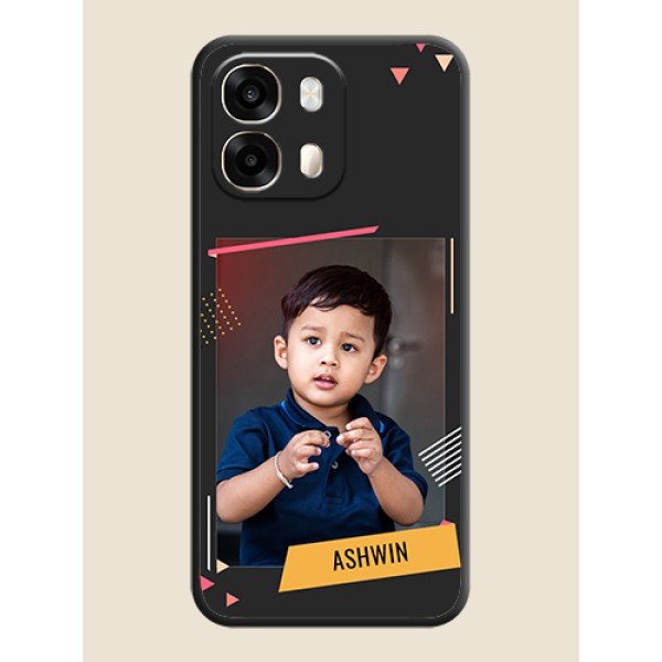 Photo Frame with Triangle Small Dots on Photo On Space Black Custom Soft Matte Mobile Back Cover - Oppo A6 Pro 5G Photo Frame with Triangle Small Dots on Photo On Space Black Custom Soft Matte Mobile Back Cover - Oppo A6 Pro 5G