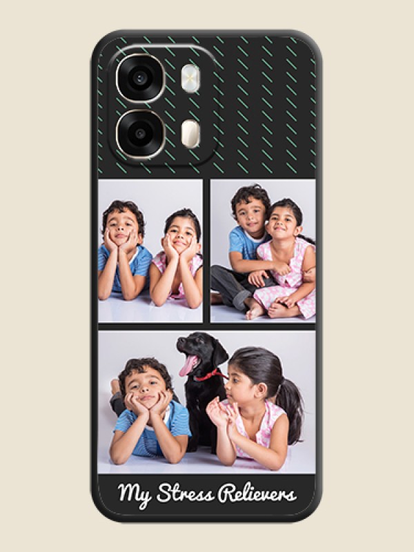 Cross Dotted Pattern with 2 Image Holder On Space Black Custom Soft Matte Mobile Back Cover - Oppo A6 Pro 5G