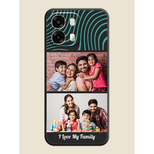 Wave Pattern with 2 Image Holder On Space Black Custom Soft Matte Mobile Back Cover - Oppo A6 Pro 5G Wave Pattern with 2 Image Holder On Space Black Custom Soft Matte Mobile Back Cover - Oppo A6 Pro 5G