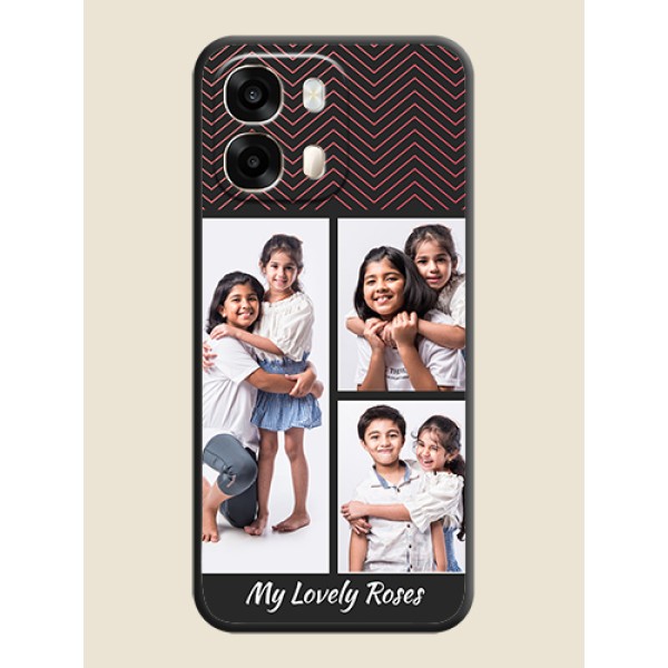 Wave Pattern with 3 Image Holder On Space Black Custom Soft Matte Mobile Back Cover - Oppo A6 Pro 5G Wave Pattern with 3 Image Holder On Space Black Custom Soft Matte Mobile Back Cover - Oppo A6 Pro 5G