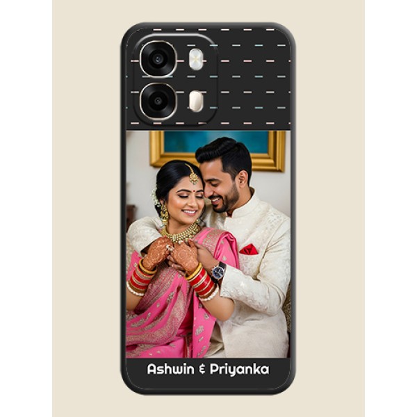 Line Pattern Design with Text On Space Black Custom Soft Matte Mobile Back Cover - Oppo A6 Pro 5G