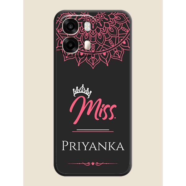 Mrs Name with Floral Design On Space Black Custom Soft Matte Mobile Back Cover - Oppo A6 Pro 5G Mrs Name with Floral Design On Space Black Custom Soft Matte Mobile Back Cover - Oppo A6 Pro 5G
