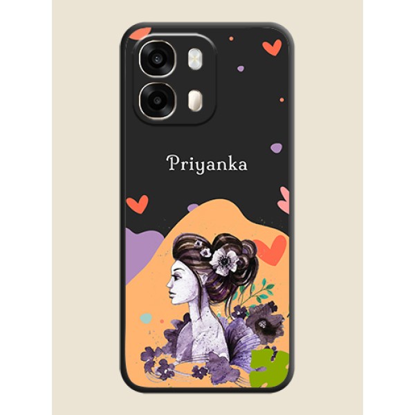 Namecase For Her With Fancy Lady Image On Space Black Custom Soft Matte Mobile Back Cover - Oppo A6 Pro 5G Namecase For Her With Fancy Lady Image On Space Black Custom Soft Matte Mobile Back Cover - Oppo A6 Pro 5G