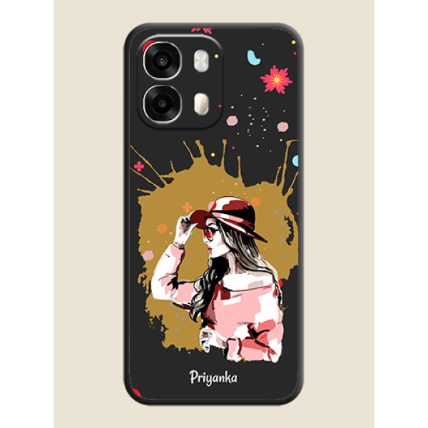 Mordern Lady With Color Splash Background With Custom Text On Space Black Custom Soft Matte Mobile Back Cover - Oppo A6 Pro 5G