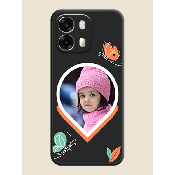 Upload Pic With Simple Butterly Design On Space Black Custom Soft Matte Mobile Back Cover - Oppo A6 Pro 5G Upload Pic With Simple Butterly Design On Space Black Custom Soft Matte Mobile Back Cover - Oppo A6 Pro 5G