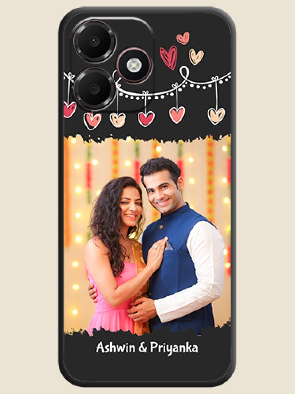 Pink Love Hangings with Name On Space Black Custom Soft Matte Mobile Back Cover - Oppo A6c 4G