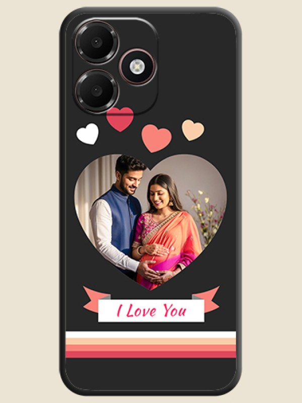 Love Shaped Photo with Colorful Stripes On Space Black Custom Soft Matte Mobile Back Cover - Oppo A6c 4G