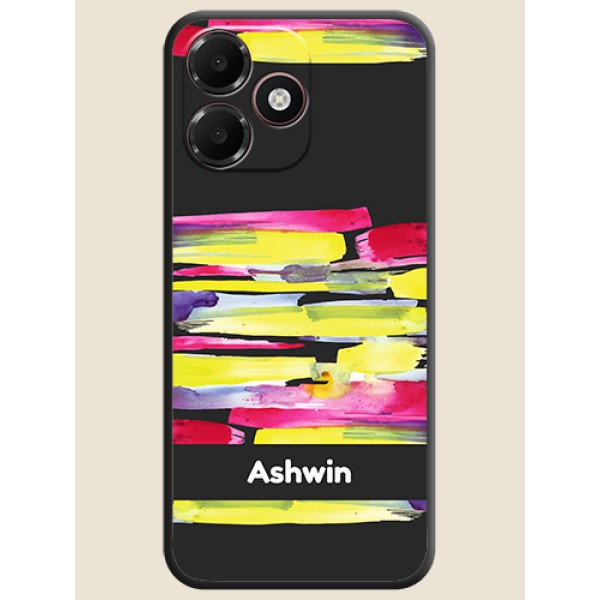 Brush Coloured On Space Black Custom Soft Matte Mobile Back Cover - Oppo A6c 4G